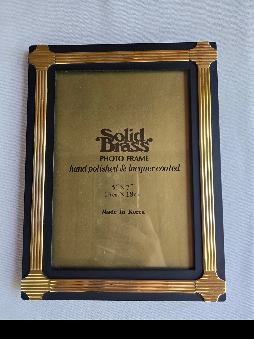 Solid Brass Golden Ribbon Accented Photo Frame Vintage